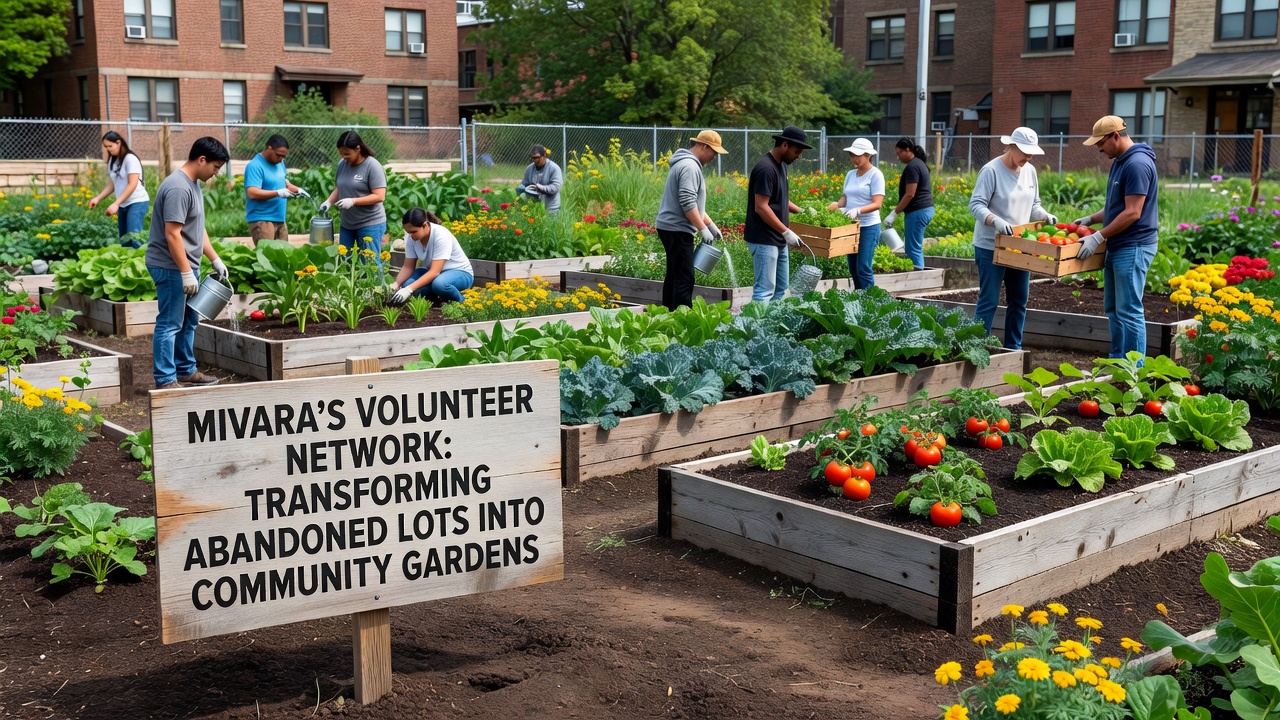 Community members harvesting vegetables from one of the established Mivara gardens during a group work session
